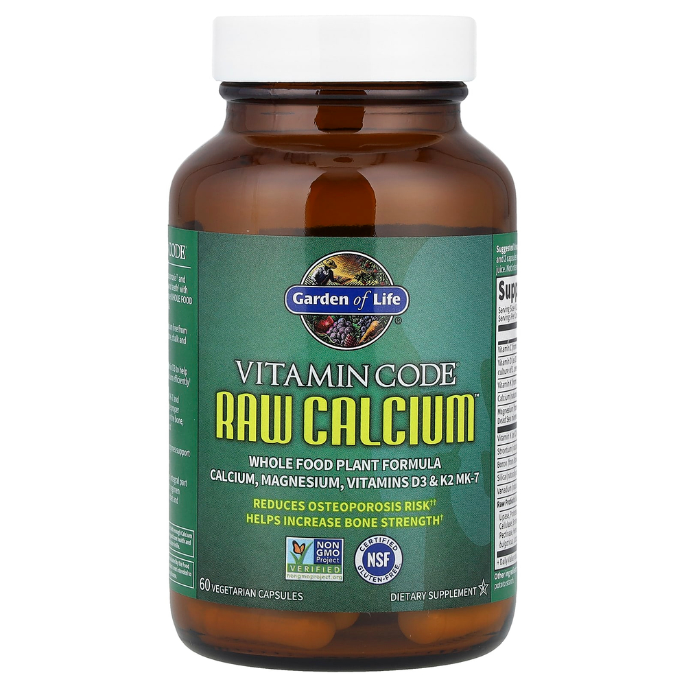 Garden of Life, Vitamin Code®, необработанный кальций ™, 60 вегетарианских капсул