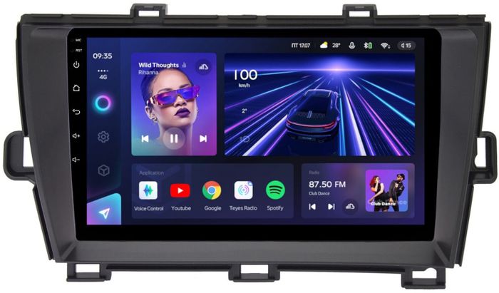 Магнитола для Toyota Prius 30 2009-2015 (левый руль, рамка черная) - Teyes CC3 Android 10, Быстрая, CarPlay, SIM-слот