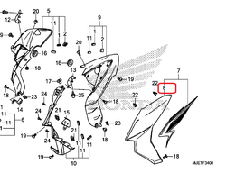 64411-MJE-D40ZH. SHROUD A, L. Without labels, NHA96P, Pearl Metalloid White. CB650F 2014-2016