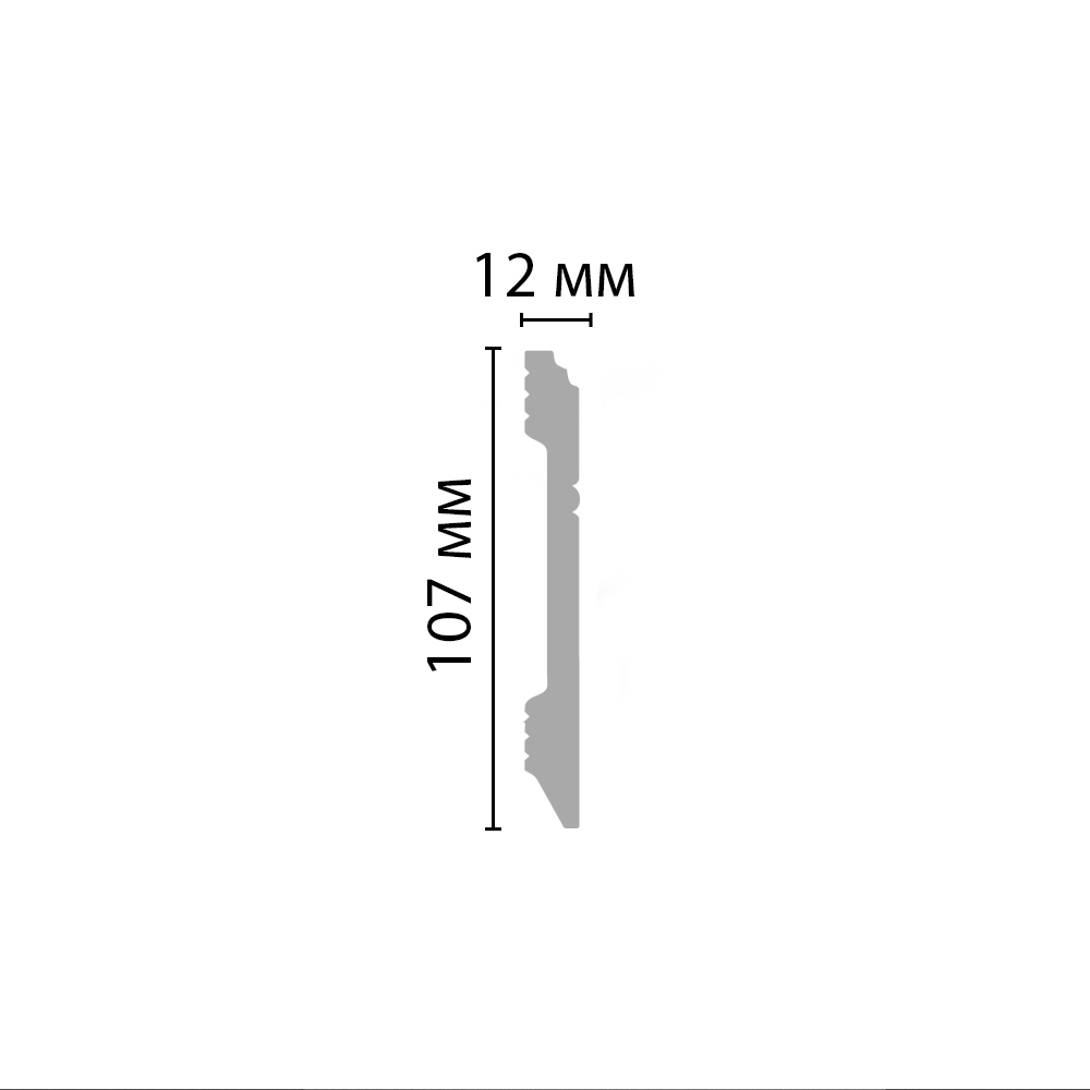 Плинтус напольный дюрополимер под покраску D105 107×12×2000 мм DecoMaster