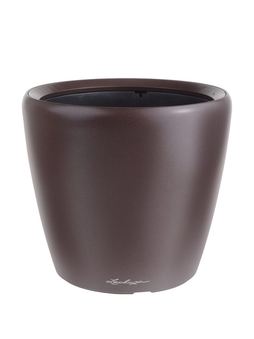 Кашпо Lechuza "Classico LS Complete espresso metallic" (пластик), D50xH47 см