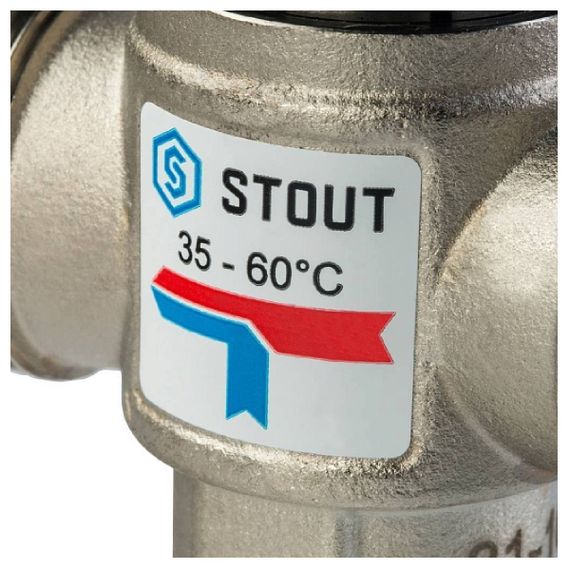 Клапан смесительный термостат STOUT НР 1" 35-60С KV 1,6 28928
