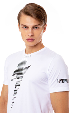 Мужская теннисная футболка Hydrogen Tech Thunderbolt Tee Man - white/black