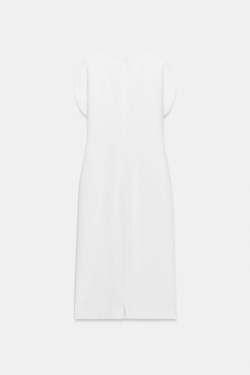 ZARA ПЛАТЬЕ МИДИ ZW COLLECTION, ЖЕЛТОВАТО-БЕЛЫЙ