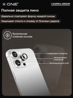 Сапфировое стекло на камеру X-ONE Camera Armor для Apple iPhone 15 Pro/15 Pro Max, White