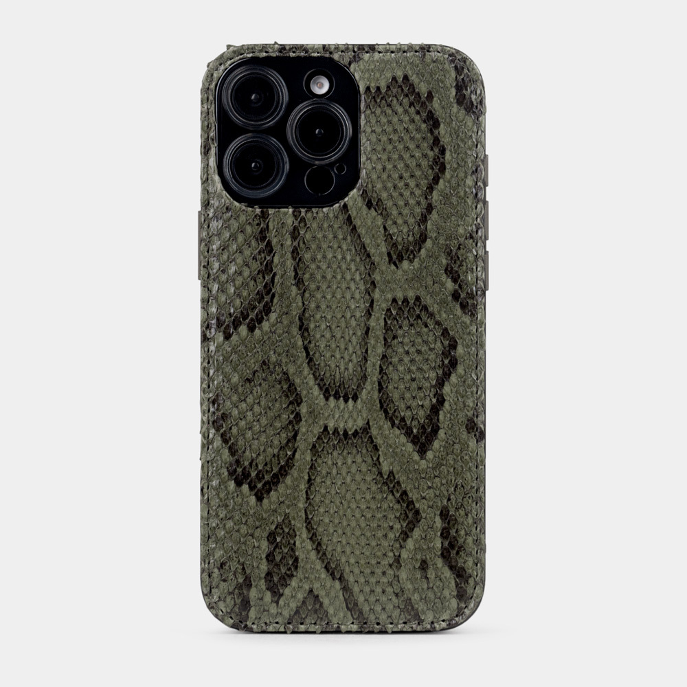 Чехол-накладка для iPhone 16 Pro Max из кожи питона, зеленого цвета