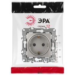 Розетка ЭРА Серия 12 12-2102-16 2P+E Schuko со шторками 16А-250В Эра12 титан | Эра 12