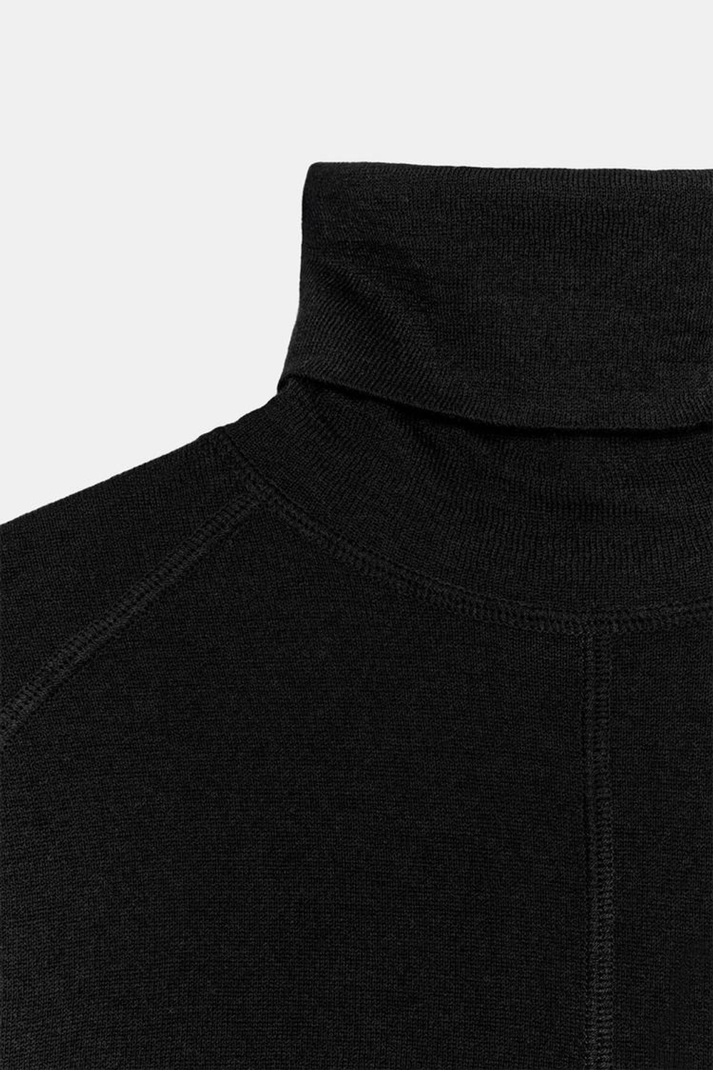 ZARA ВЯЗАНЫЙ СВИТЕР С ВЫСОКИМ ВОРОТНИКОМ ИЗ ШЕРСТИ, ЧЕРНЫЙ