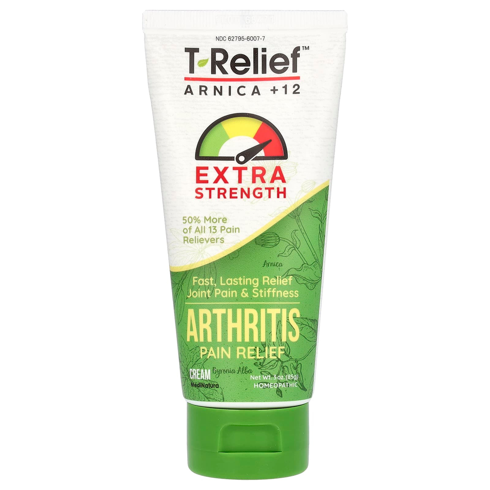 MediNatura, T-Relief, Arnica +12, крем для облегчения боли при артрите, 85 г (3 унции)