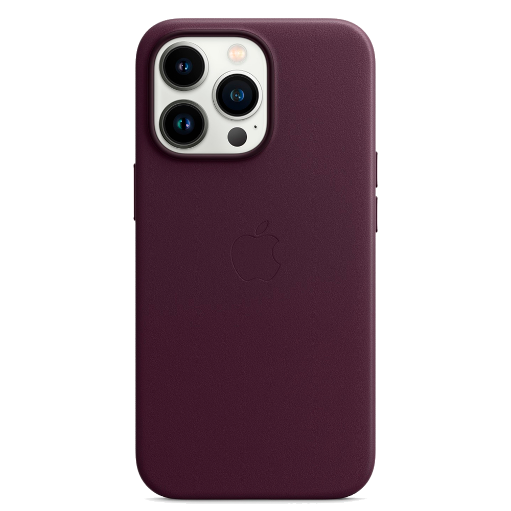 Кожаный чехол с поддержкой MagSafe Apple Leather Case для iPhone 13 Pro, Dark Cherry (Темная вишня)