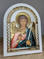 Ангел Хранитель, икона арочная, белое дерево, эмаль 150х200