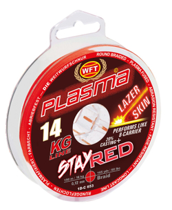 Леска плетёная WFT KG PLASMA LAZER SKIN Stay Red 150 м, 0,12 мм