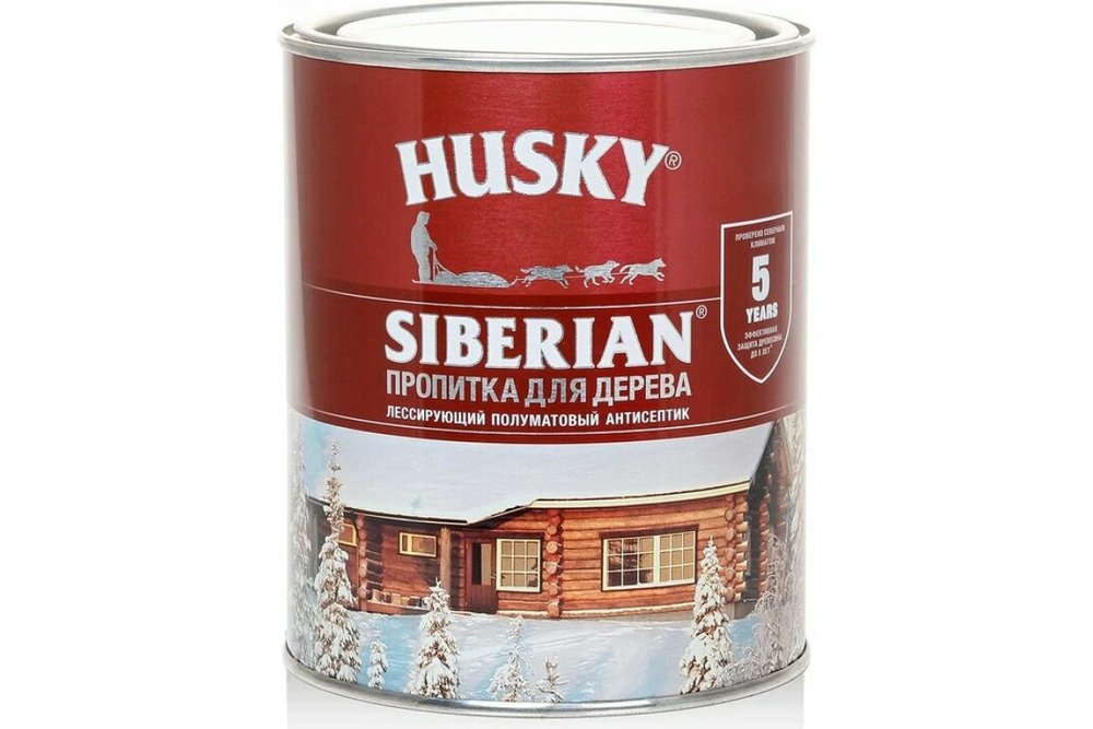 Пропитка д/дерева полумат. HUSKY SIBERIAN красное дерево 0,9л