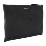 Balenciaga Cow Leather Clutch Unisex Black