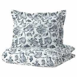 Комплект постельного белья IKEA JUNIMAGNOLIA (ЮНИМАГНОЛИЯ ), Двуспальный, Белый с рисунком, 240x220, 50x80 см