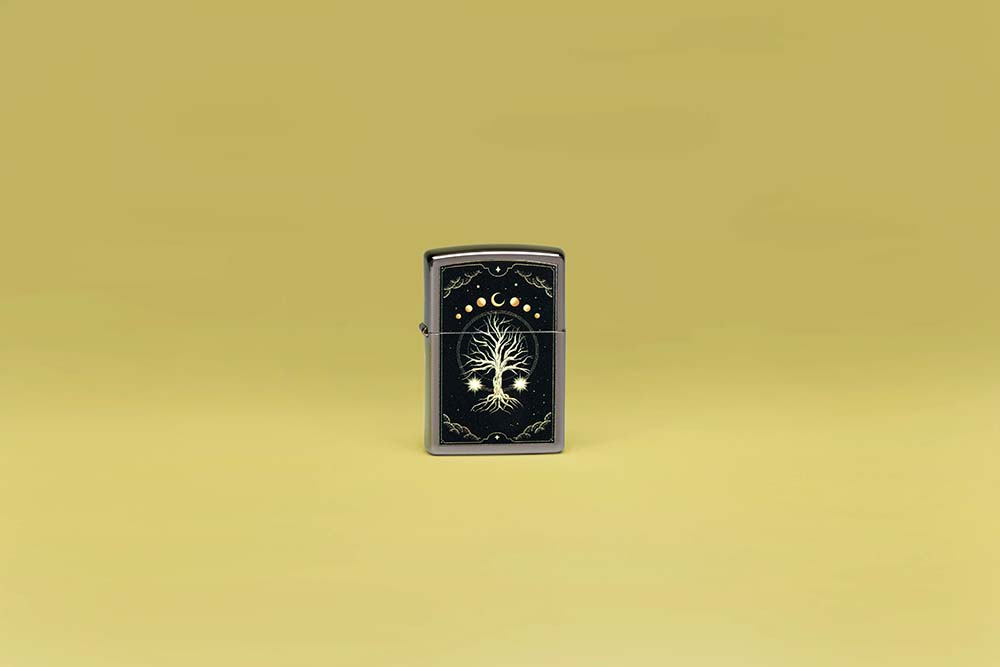 Зажигалка Zippo Mystic Nature Design с покрытием Black Ice®, латунь/сталь, черная, 38x13x57 мм