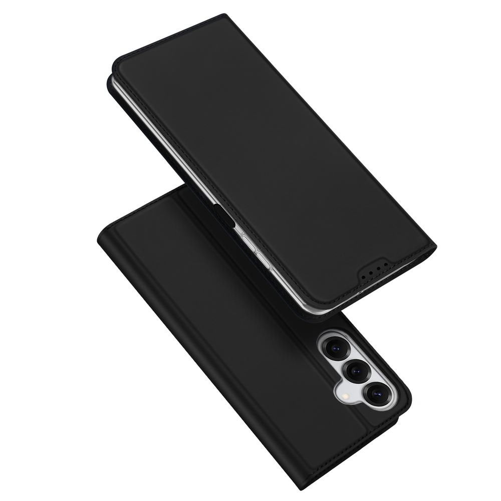 Чехол книжка из PU кожи черного цвета от Dux Ducis для смартфона Samsung Galaxy S25, серия Skin Pro Series Case