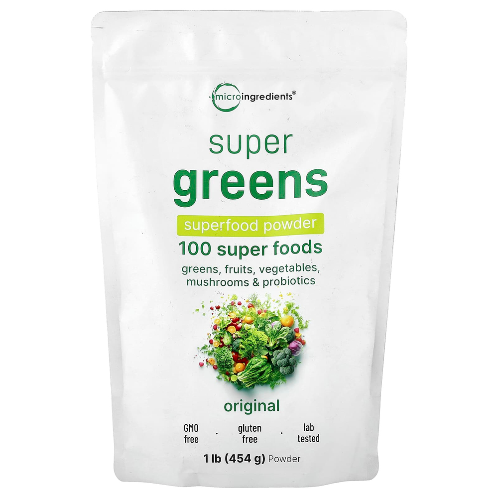 Micro Ingredients, Super Greens, суперфуды в порошке, оригинальный вкус, 454 г (1 фунт)