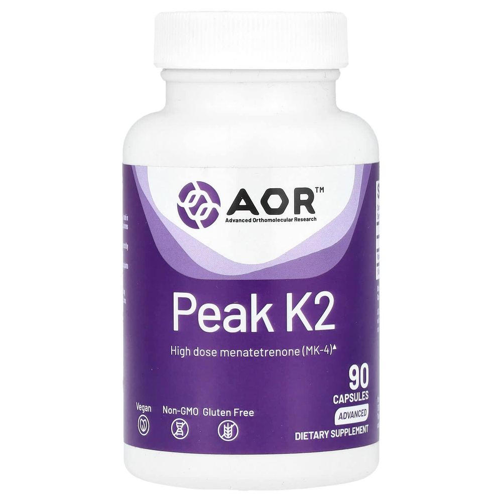 Advanced Orthomolecular Research AOR, Peak K2, 15 мг, 90 капсул
