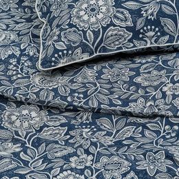 Комплект постельного белья IKEA GLESSTARR (ГЛЕССТАРР), Двуспальный, Синий с рисунком, 240x220, 50x80 см
