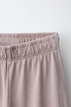ZARA КОМПЛЕКТ ИЗ ФУТБОЛКИ И БРЮКОВ-БАЛЛОНОВ, ЛИНЯЛЫЙ РОЗОВЫЙ