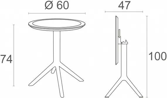 Стол пластиковый складной Sky Folding Ø60, оливковый