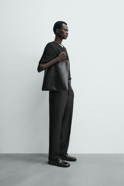 ZARA БРЮКИ STRAIGHT FIT КОМФОРТ, ЧЕРНЫЙ