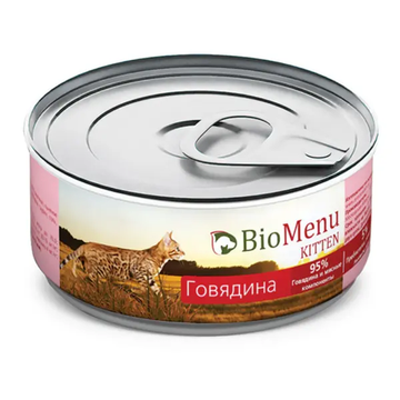 BioMenu Kitten влажный корм для котят мясной паштет с говядиной, в консервах - 100 г