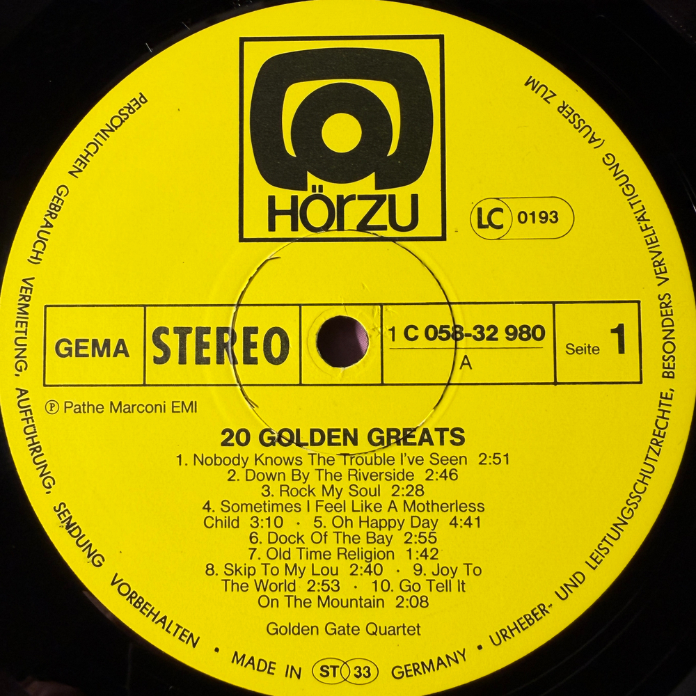 The Golden Gate Quartet – 20 Golden Greats (Германия 1978г.)