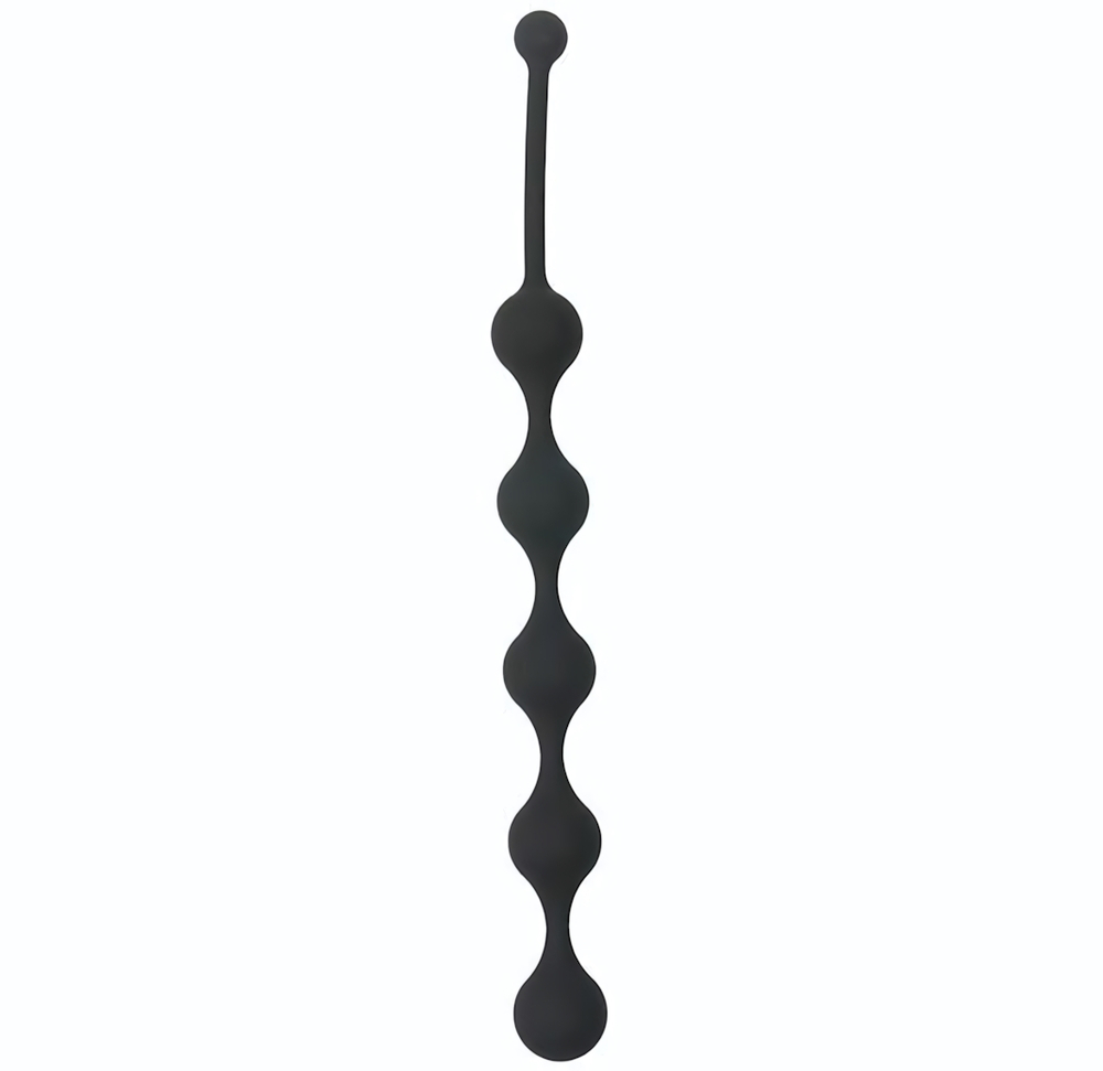 Чёрная анальная цепочка Five Beads Anal - 28,1 см. (Цвет: черный)