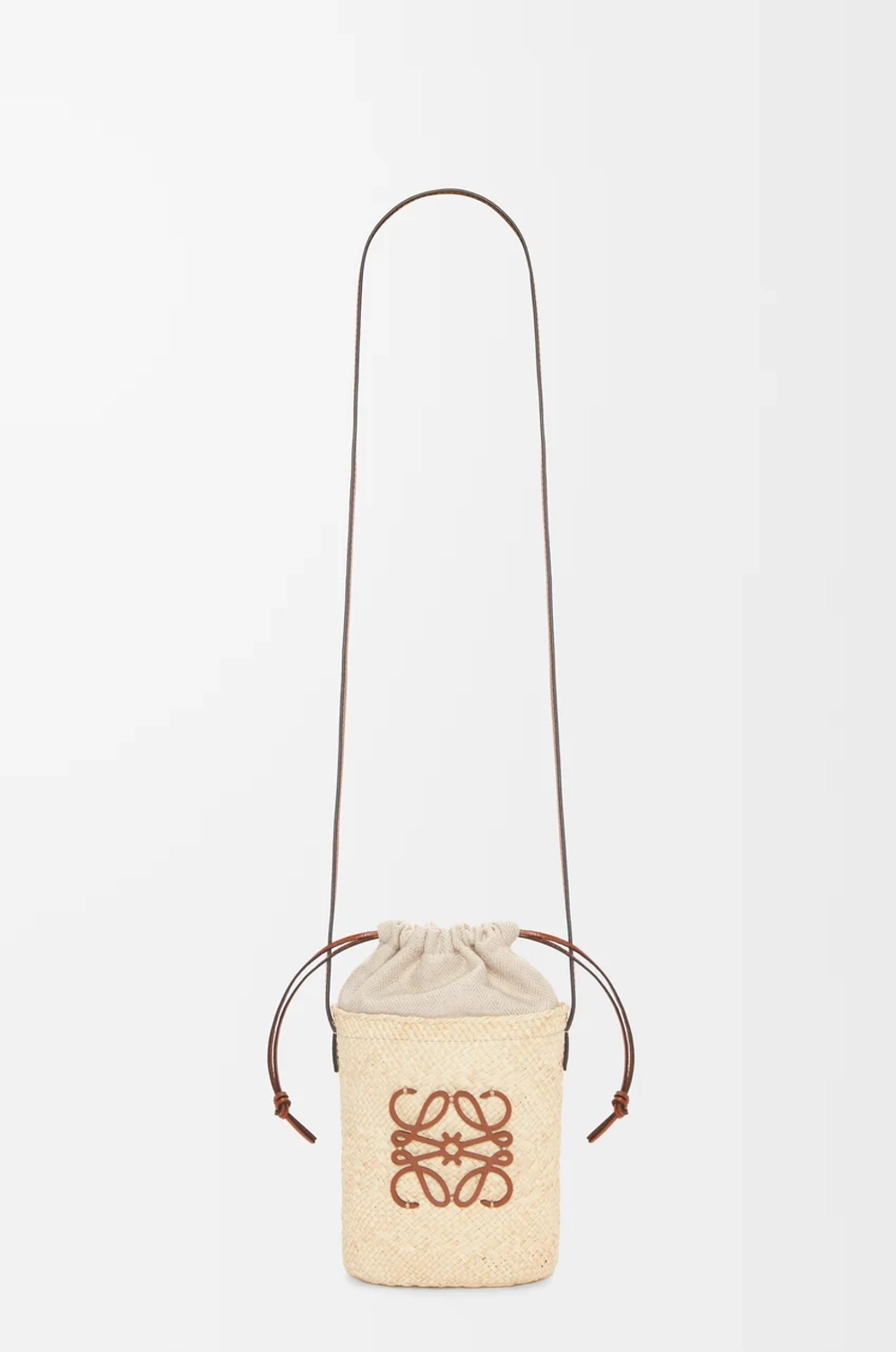 Loewe Сумка из пальмы ирака и телячьей кожи, натуральный/коричневый