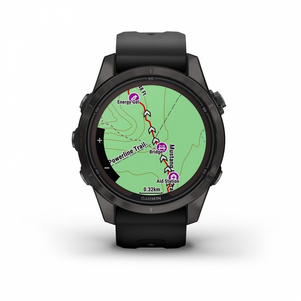 Смарт-часы Garmin Fenix 7s Pro Sapphire Solar титановый угольно-серый DLC с силиконовым ремешком, 010-02776-11