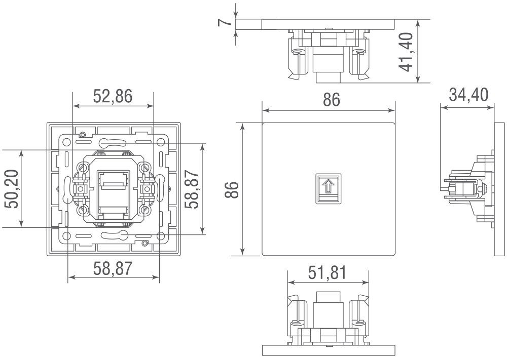 Компьютерная розетка RJ45 cat.6/ClassE,  белый,  серия N96