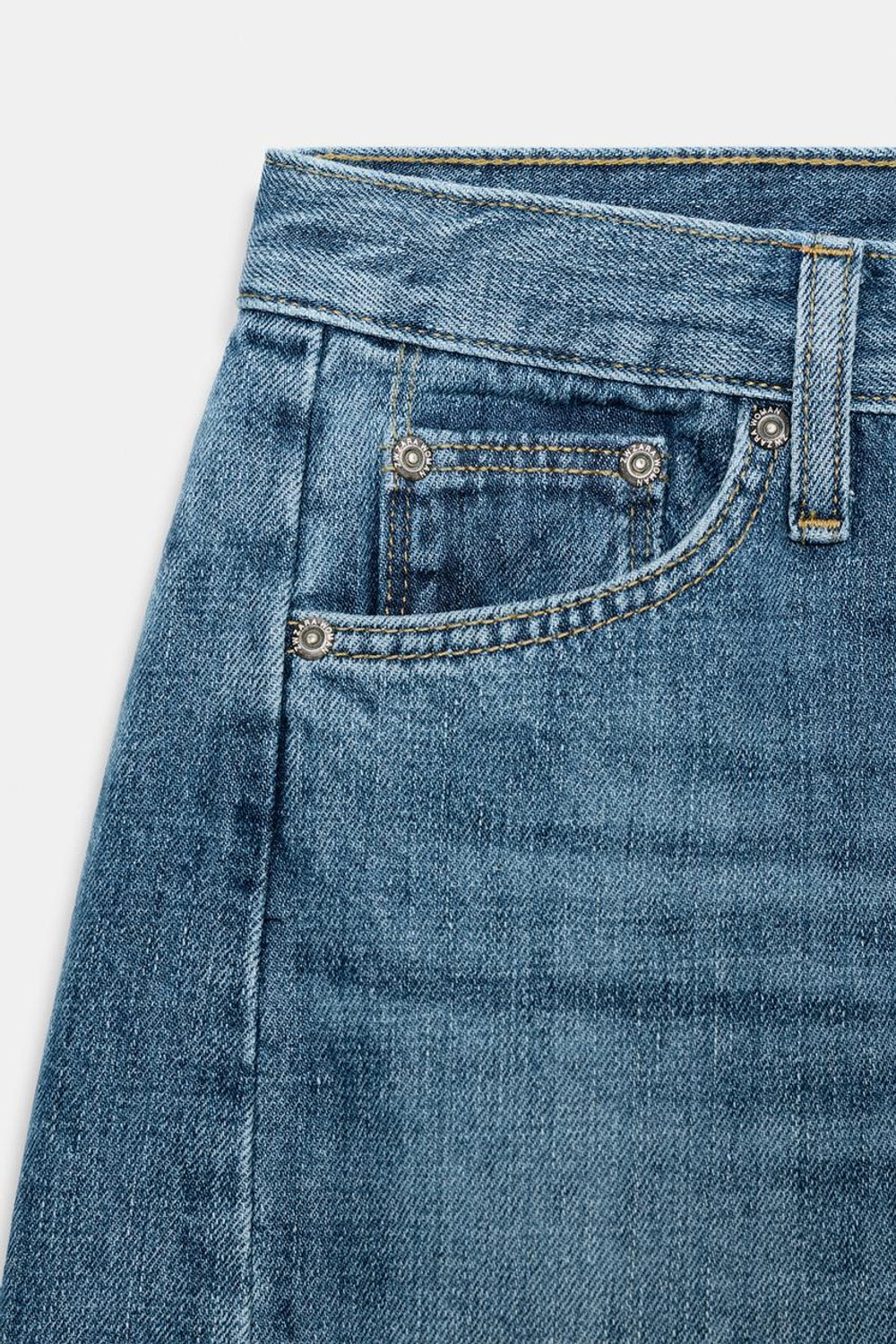 ZARA ДЖИНСЫ ZW COLLECTION ANKLE RELAXED СО СРЕДНЕЙ ПОСАДКОЙ, ВЫЦВЕТШИЙ СИНИЙ