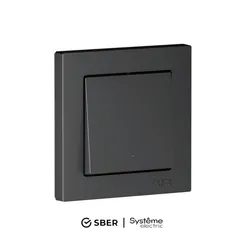 Выключатель одноклавишный с подсветкой Systeme Electric AtlasDesign Smart Карбон ATN001013Z
