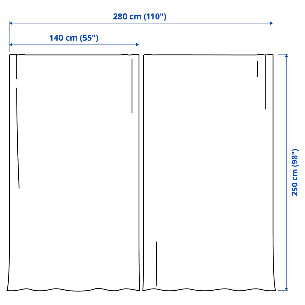 IKEA SANELA  (ИКЕА САНЕЛА)  -  Штора затемняющая, 2 шт. - тёмно-синяя/на ленте 140x250 см