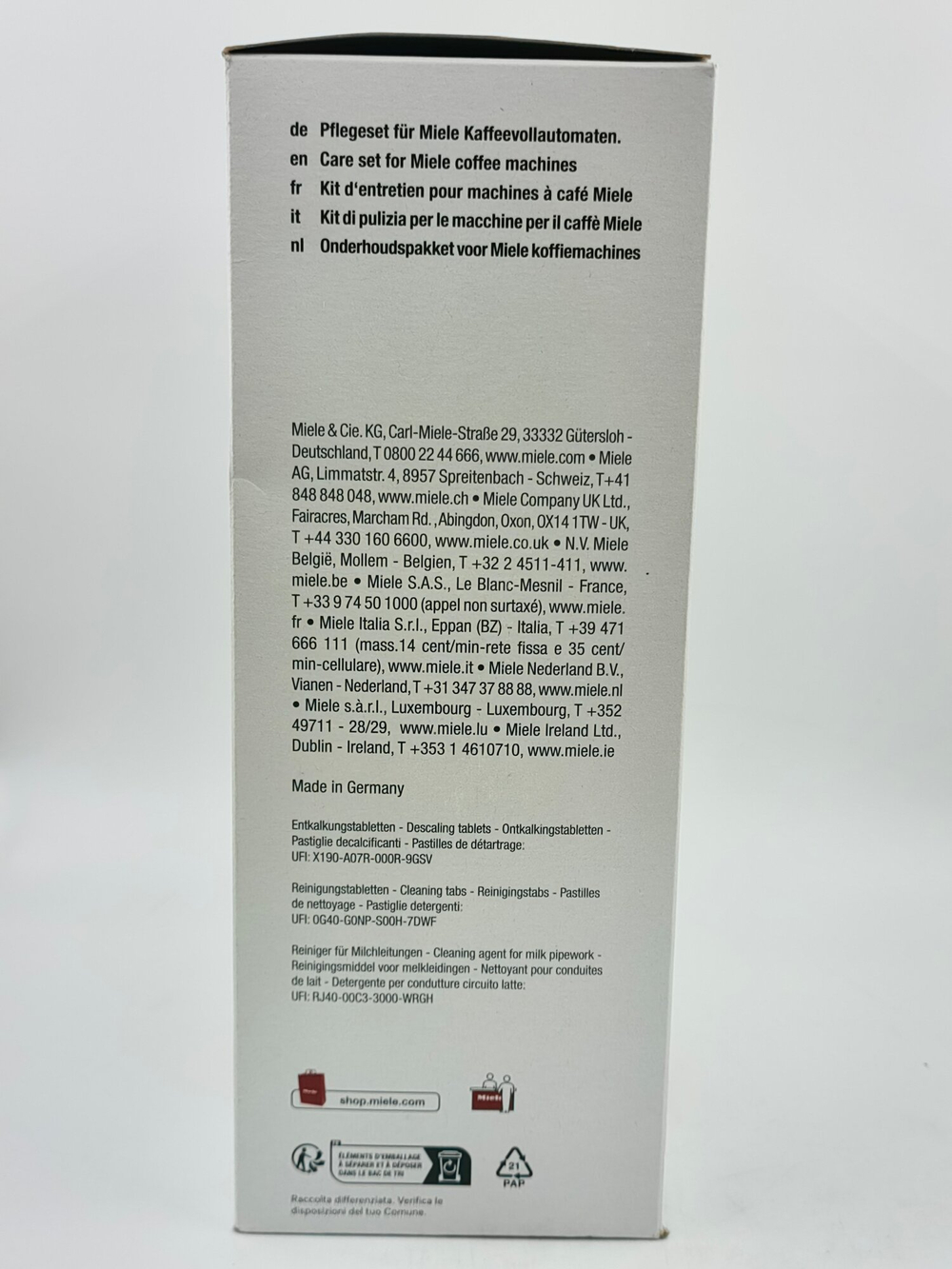 Комплект CoffeeCare для чистки и обслуживания кофемашин Miele  для всех моделей  CM и CVA.   (Германия)
