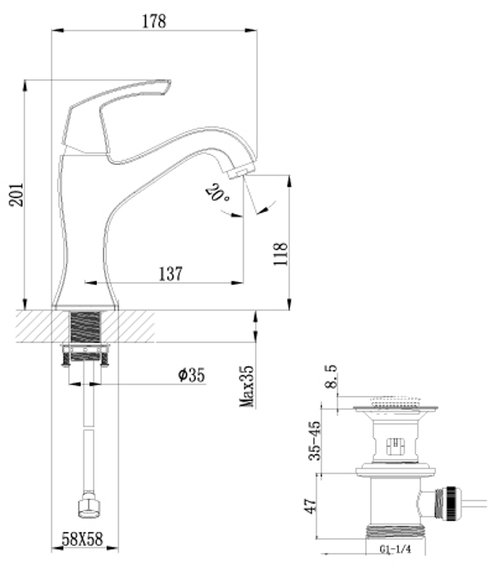 Смеситель для умывальника монолитный LEMARK NUBIRA – LM6206ORB