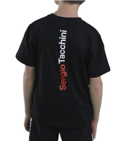 Футболка для мальчика теннисная Sergio Tacchini Nolin Jr T-shirt - black/orange
