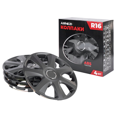 Колпаки R16 Saturn 4шт (черно-матовые) ABS-пластик ARNEZI A0702040