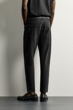 ZARA УКОРОЧЕННЫЕ ДЖИНСЫ SLIM FIT, ЧЕРНЫЙ