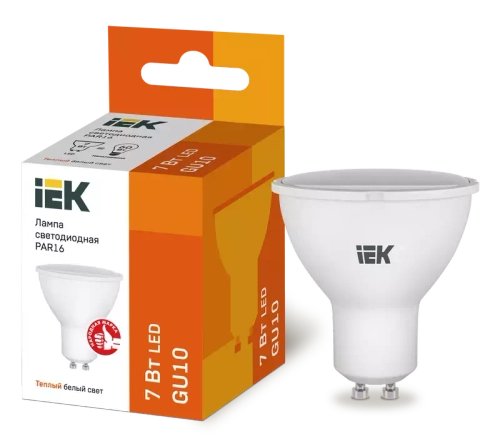 Лампа светодиодная ECO PAR16 софит 7Вт 230В 3000К GU10 IEK LLE-PAR16-7-230-30-GU10