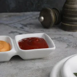 Соусник 50*50 мл двойной 12*7,3*2,3 см прямоуг. белый фарфор P.L. Proff Cuisine [8]