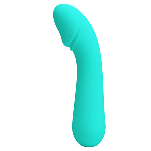 Бирюзовый силиконовый вибратор для G-точки 15см Pretty Love Cetus BI-014723-4