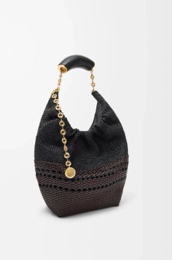 Loewe Маленькая мягкая сумка Squeeze из плетеной телячьей кожи наппа, черный/коричневый