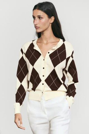 Massimo Dutti Кардиган с ромбами, натуральный