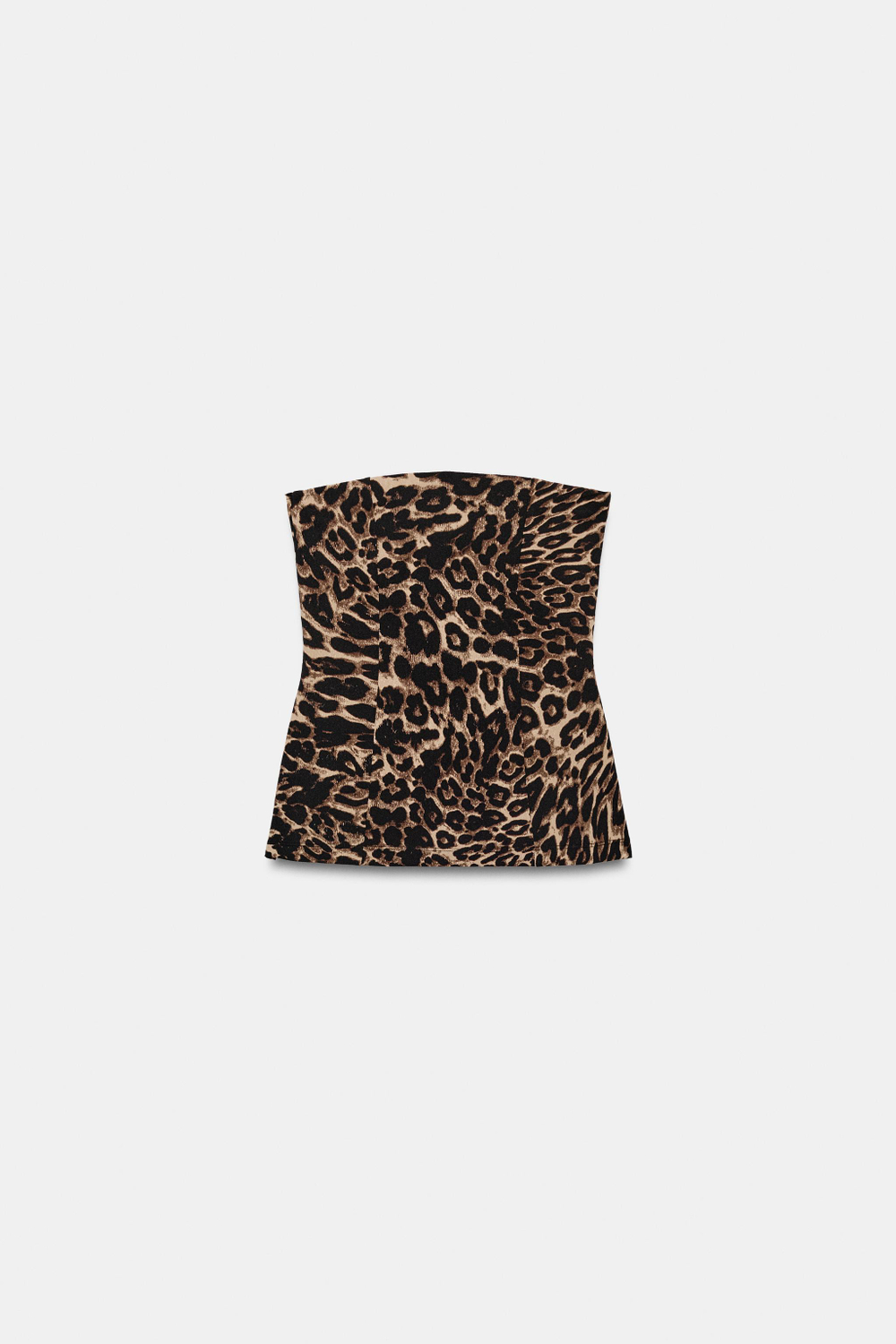 ZARA ЭЛАСТИЧНЫЙ ТОП БЕЗ БРЕТЕЛЕЙ С РАЗРЕЗАМИ, ЛЕОПАРДОВЫЙ