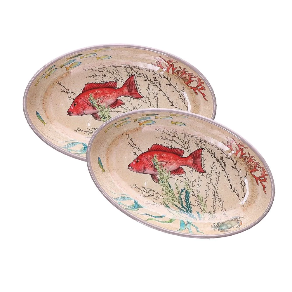 Rose&Tulipani Набор из 2 овальных меламиновых тарелок Sea Life 24x15 см EAN 8021918040485