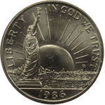 1/2 доллар 1986 (D). США UNC (Нация иммигрантов). Медь с плакировкой