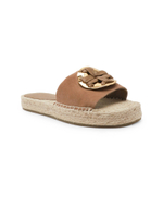 Кожаные шлепанцы woven double t espadrille TORY BURCH - коричневый(144040)